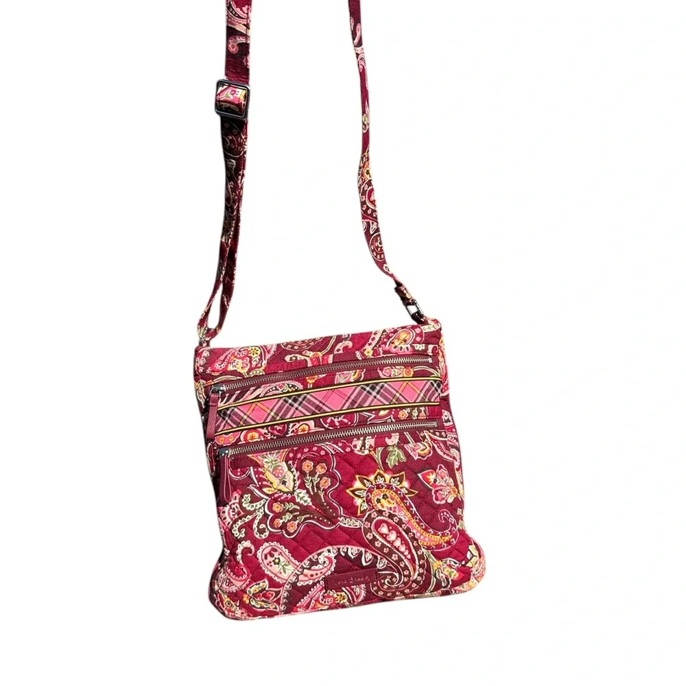 Purse Bag Vera Bradley Pink Paisley Women's Bag with front zippers - Picture 2 of 4